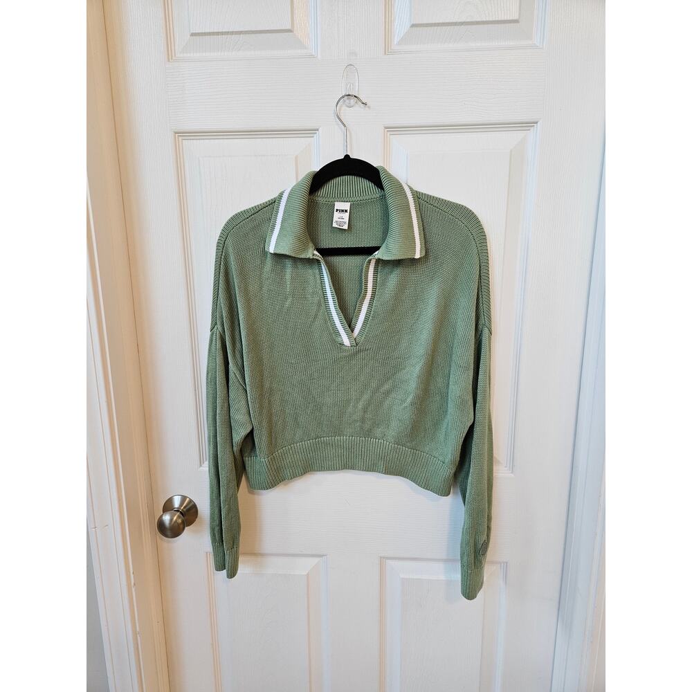 PINK Victoria’s Secret Cropped Rugby Collar Sweater Oversized
Size Large - Picture 2 of 8